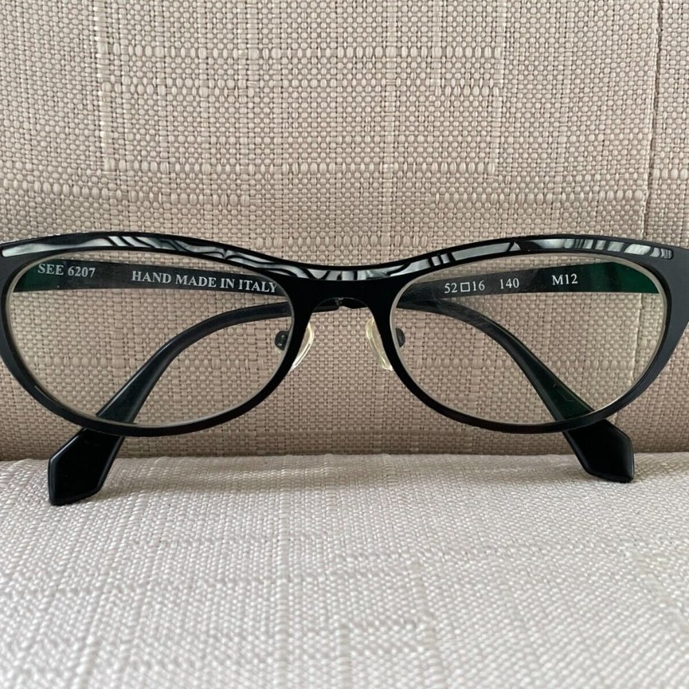 SEE Women Eyeglasses Frame Black Tone 6207 Handmade in Italy Glasses 52[]16 140